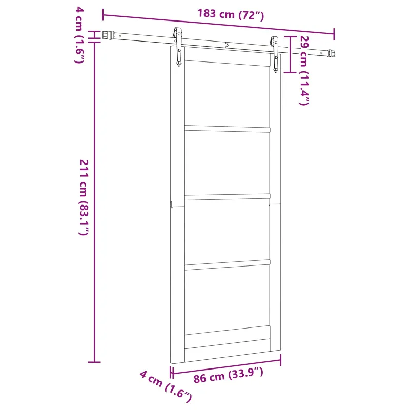 Slankios durys ORKDAL Natūrali ir juoda 86 x 211 cm