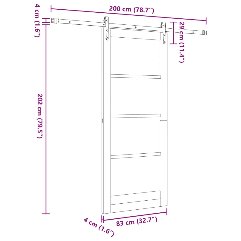Slankios durys ORKDAL Balta 83 x 202 cm Pušies medienos masyvas
