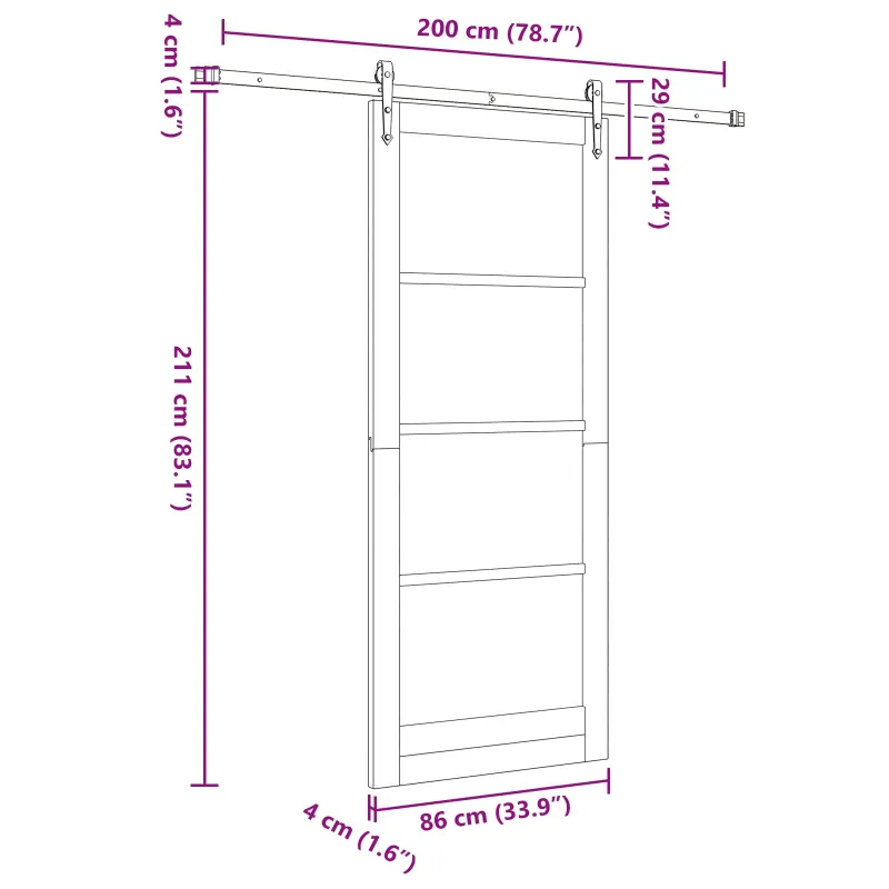 Slankios durys ORKDAL Natūrali ir Balta 86 x 211 cm