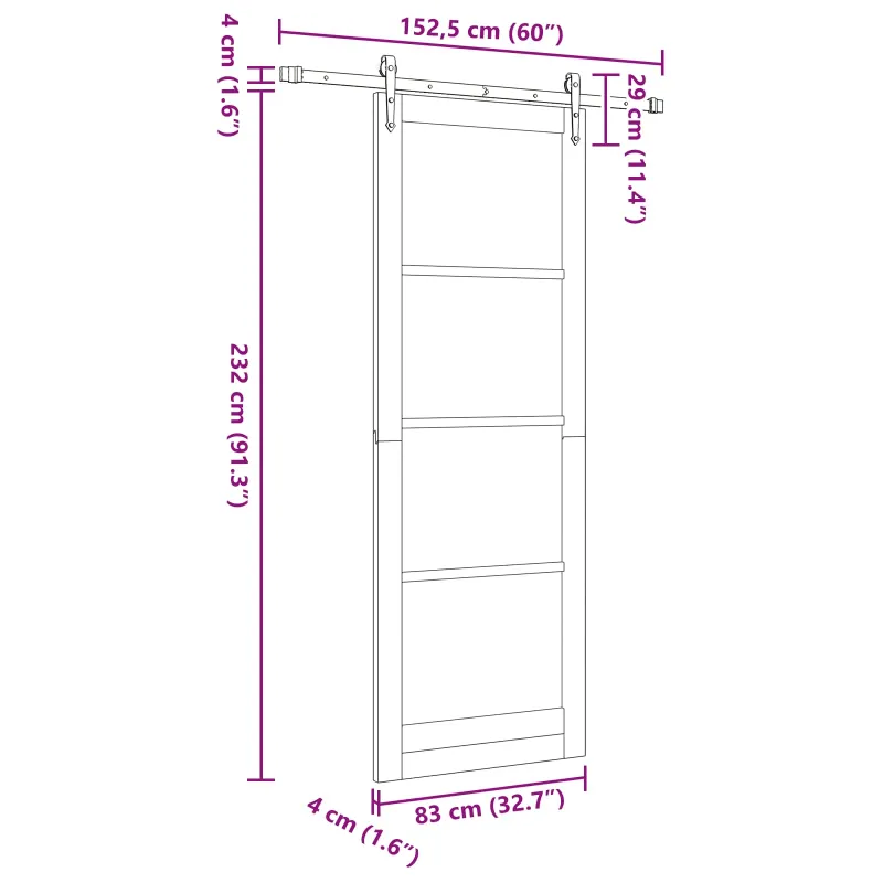 Slankios durys ORKDAL Balta 83 x 232 cm Pušies medienos masyvas