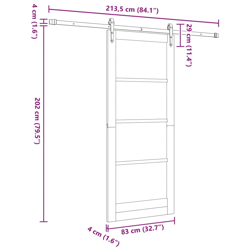 Slankios durys ORKDAL Balta 83 x 202 cm Pušies medienos masyvas