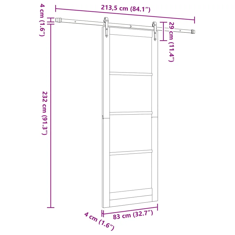 Slankios durys ORKDAL Balta 83 x 232 cm Pušies medienos masyvas
