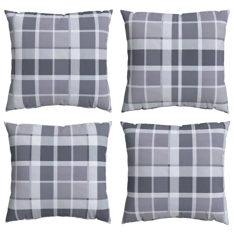 Lauko pagalvė Languotas 4 pcs PilkasCheck 40 x 40 cm Audinys