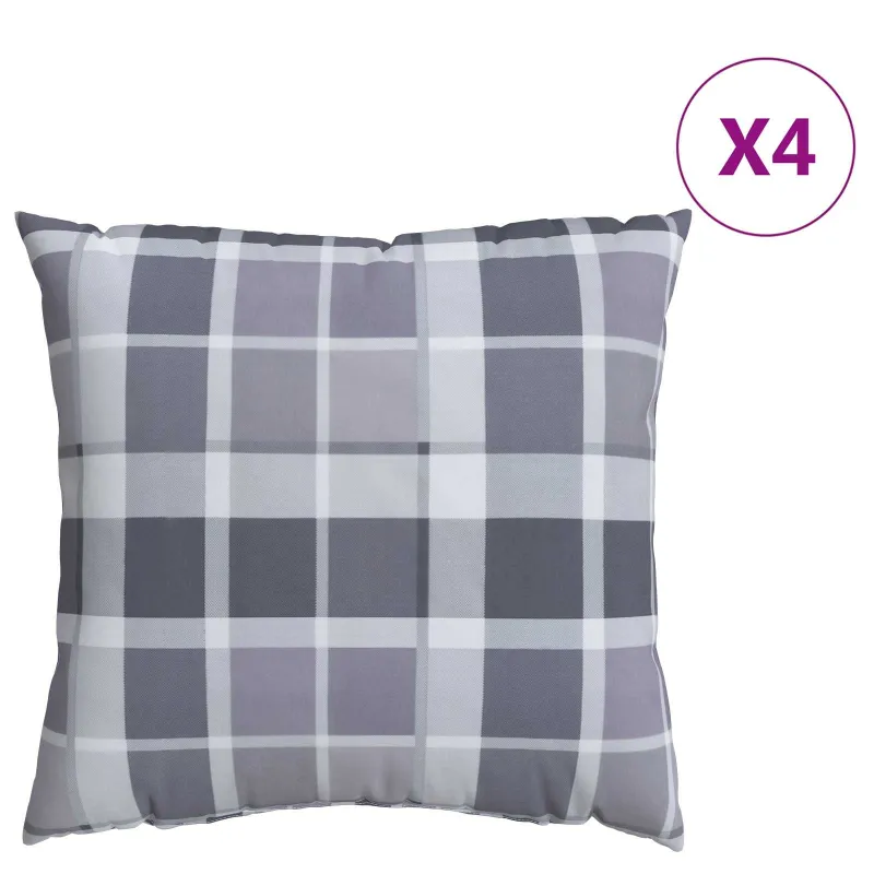 Lauko pagalvė Languotas 4 pcs PilkasCheck 60 x 60 cm Audinys