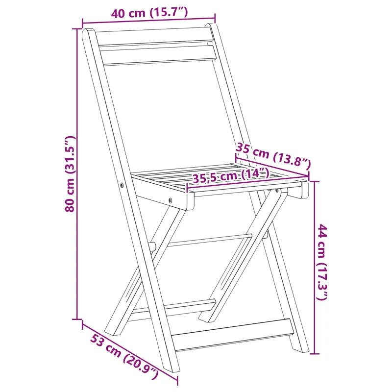 Sulankstomos sodo kėdės 4 pcs Natūrali 40 x 53 x 80 cm