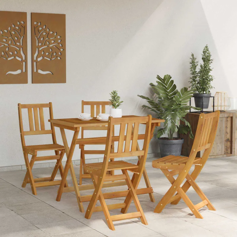 Lauko bistro kėdės su pagalve 4 pcs Natūrali 40 x 42 x 85 cm
