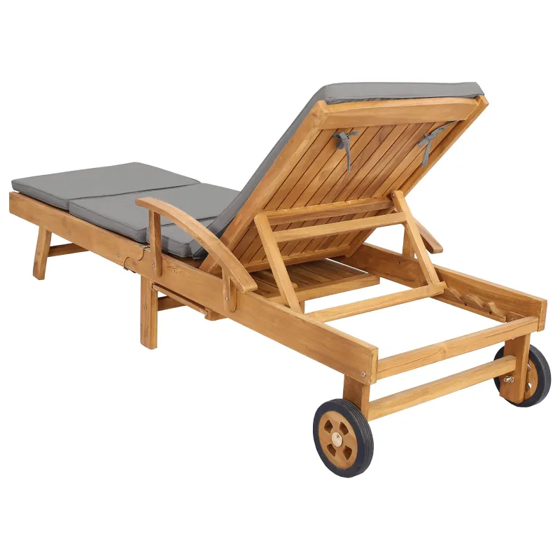 Saulės gultas 100% poliesteris, kieta teak mediena