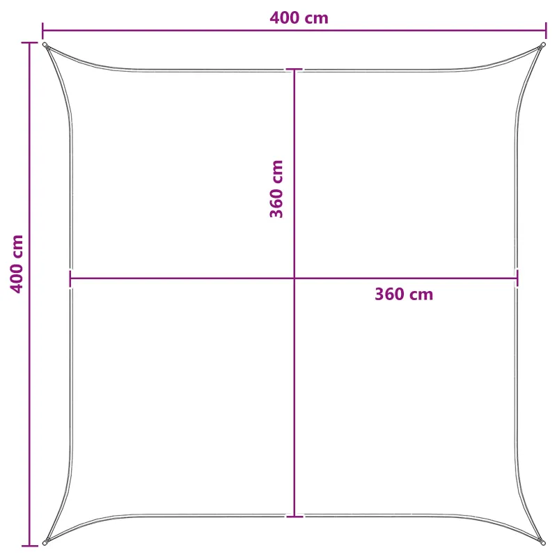 Saulės šešėlio audinys Antracito ir baltos 4 x 4 m HDPE