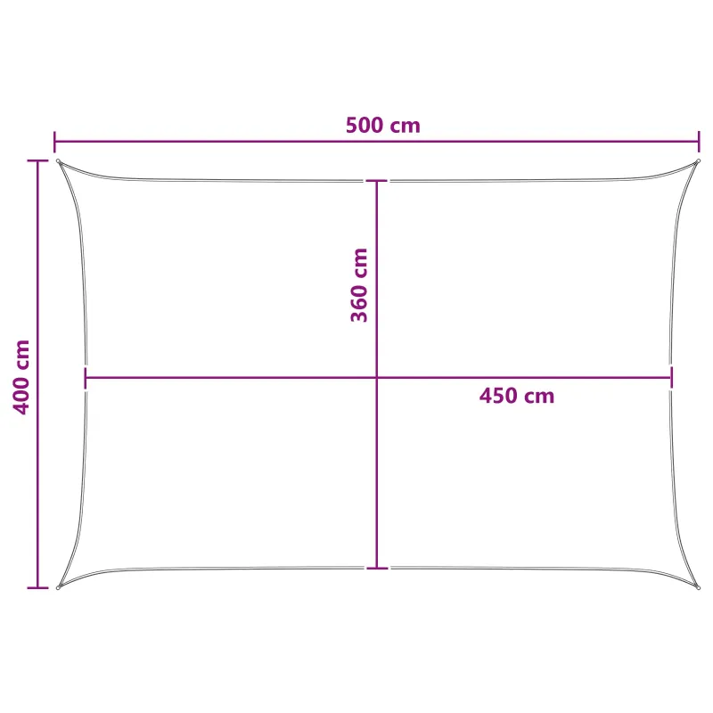 Saulės šešėlio audinys Antracito ir baltos 4 x 5 m HDPE