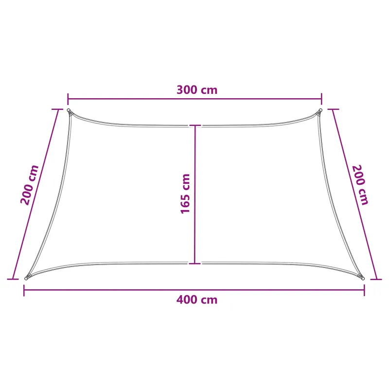 Saulės šešėlio audinys Geltona ir balta 3 / 4 x 2 m HDPE