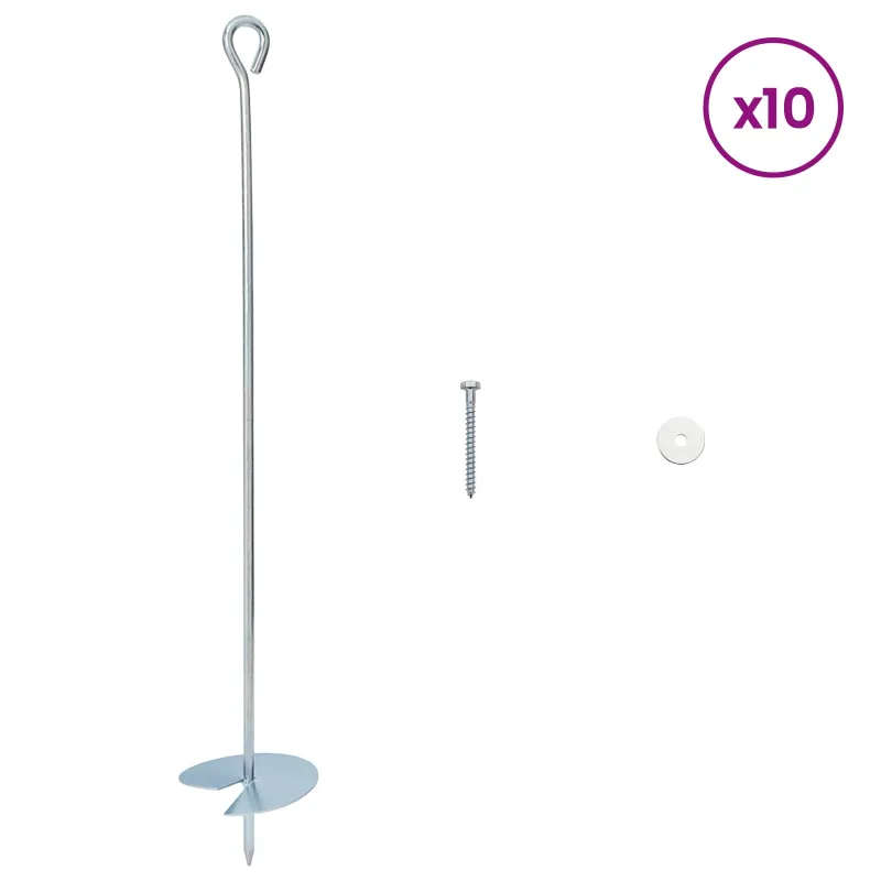 Žemės inkaras 10 pcs Sidabrinė Ø10 x 60 cm Cinkuotas metalas