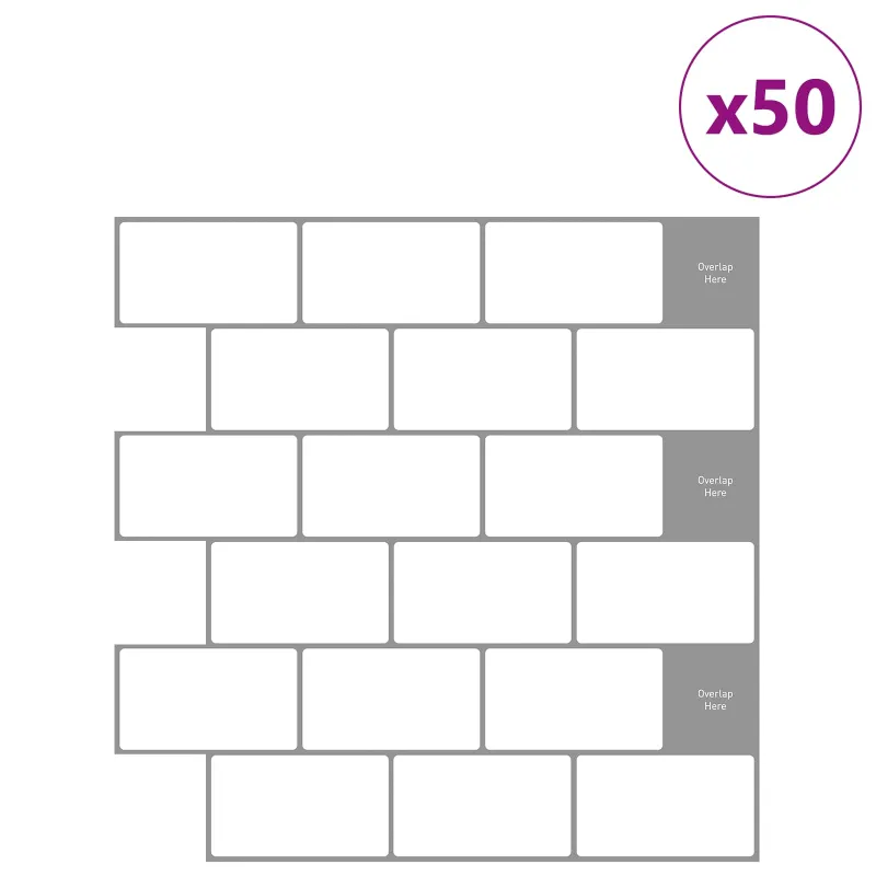 Metro plytelė 50 pcs Balta pilka 30 x 30 cm Poliuretanas ir PET
