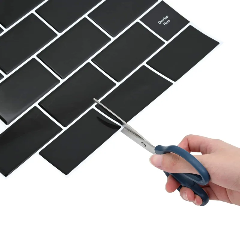 Metro plytelė 10 pcs Juoda 30 x 30 cm Poliuretanas ir PET