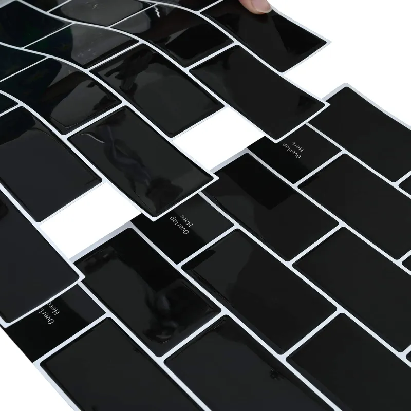 Metro plytelė 10 pcs Juoda 30 x 30 cm Poliuretanas ir PET