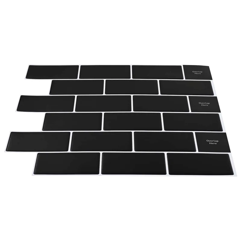 Metro plytelė 50 pcs Juoda 30 x 30 cm Poliuretanas ir PET