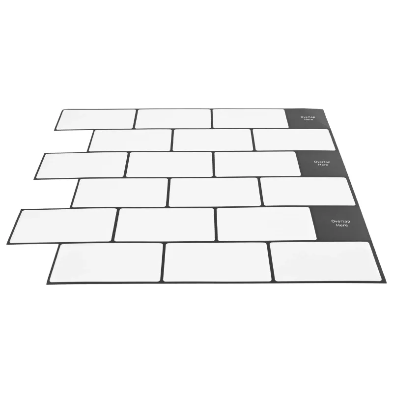 Metro plytelė 10 pcs Balta juoda 30 x 30 cm Poliuretanas ir PET