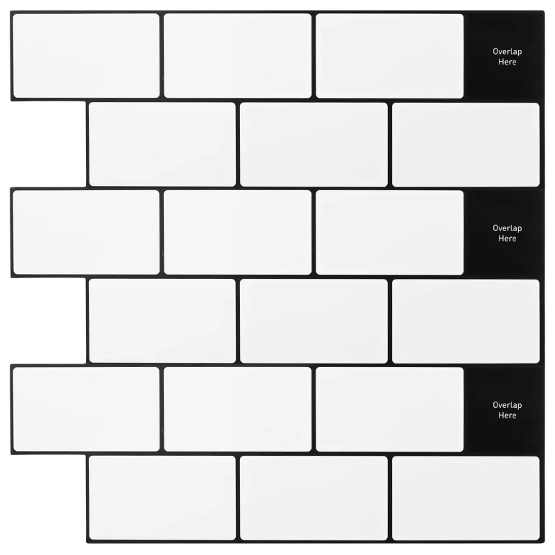 Metro plytelė 20 pcs Balta juoda 30 x 30 cm Poliuretanas ir PET