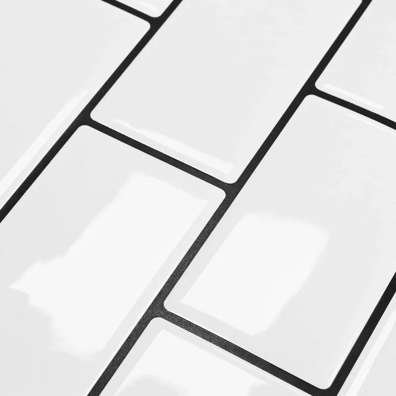 Metro plytelė 20 pcs Balta juoda 30 x 30 cm Poliuretanas ir PET