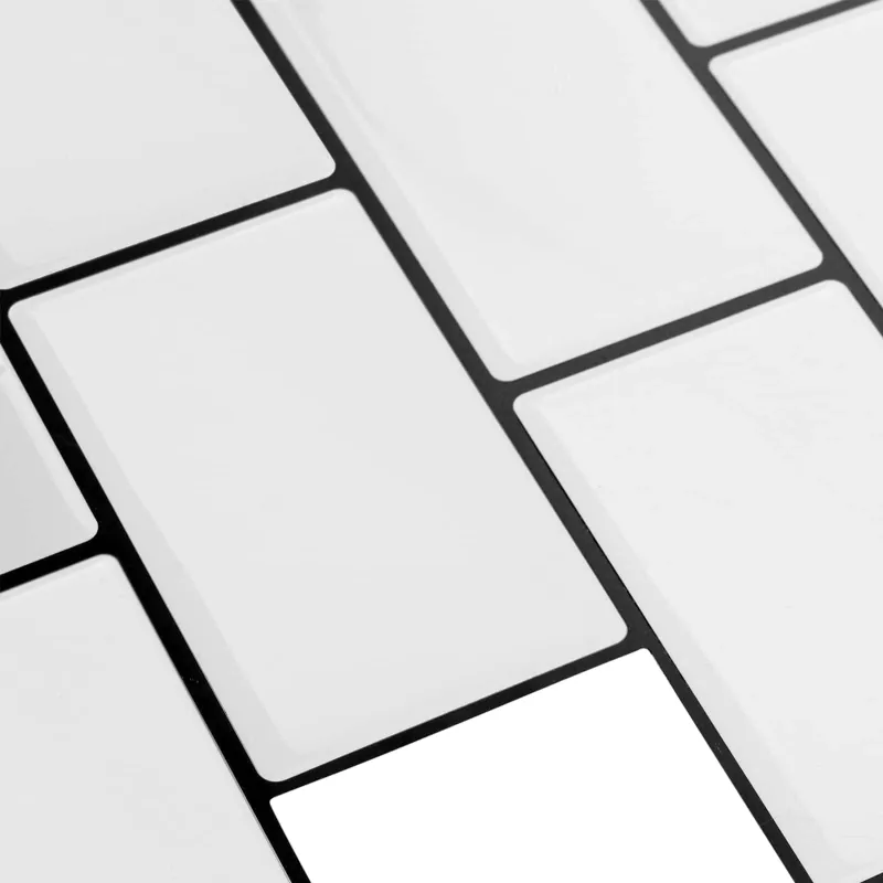 Metro plytelė 50 pcs Balta juoda 30 x 30 cm Poliuretanas ir PET