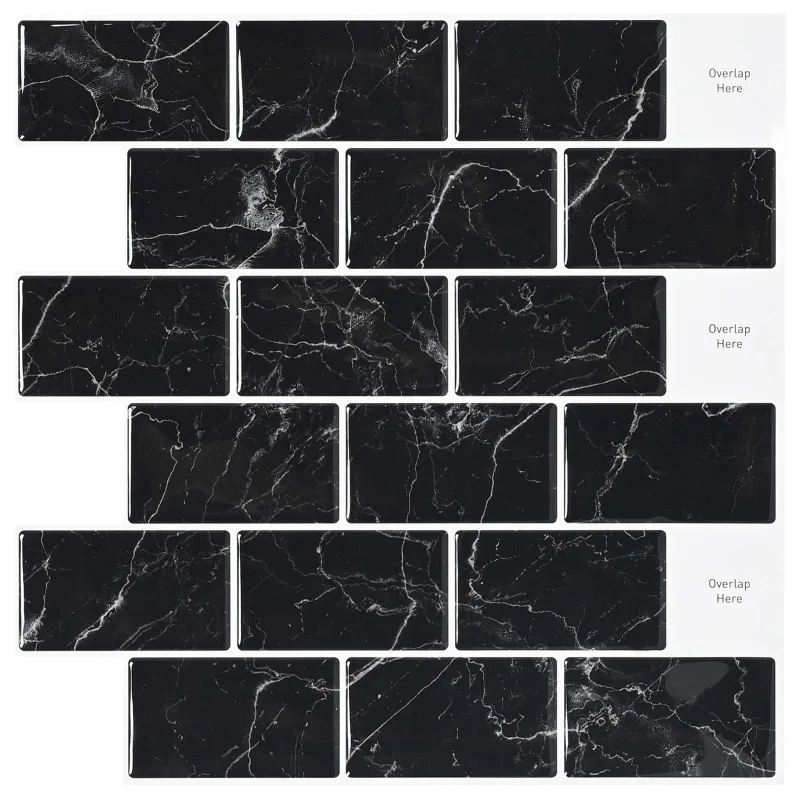 Metro plytelė 10 pcs Juodas marmuras 30 x 30 cm
