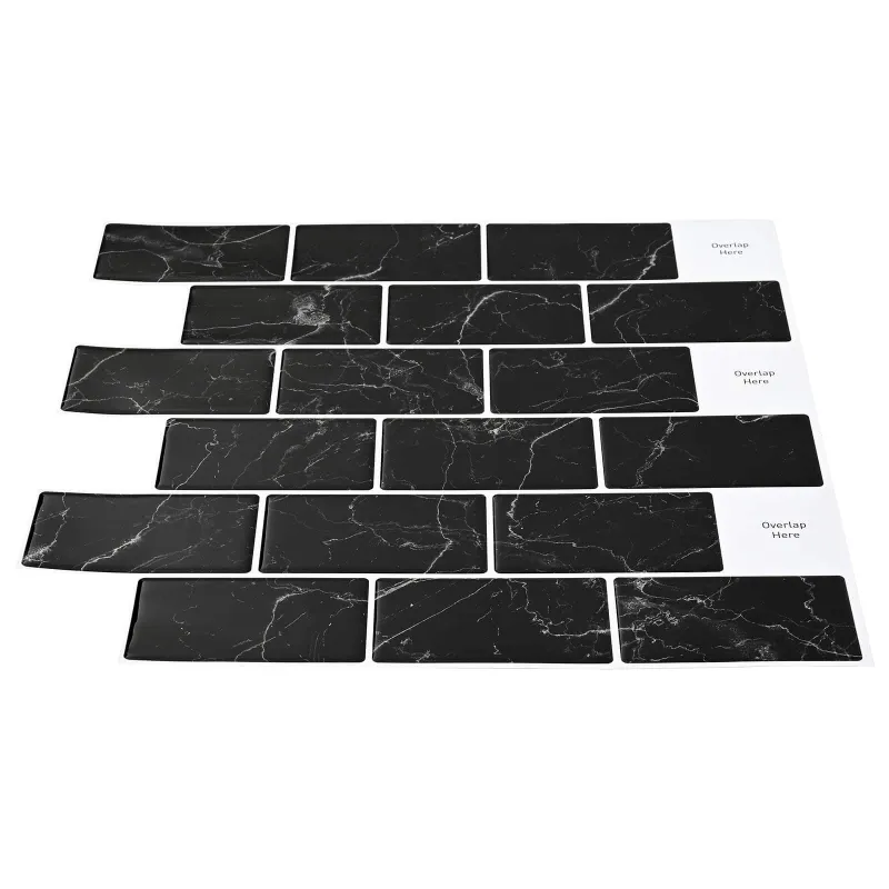 Metro plytelė 10 pcs Juodas marmuras 30 x 30 cm