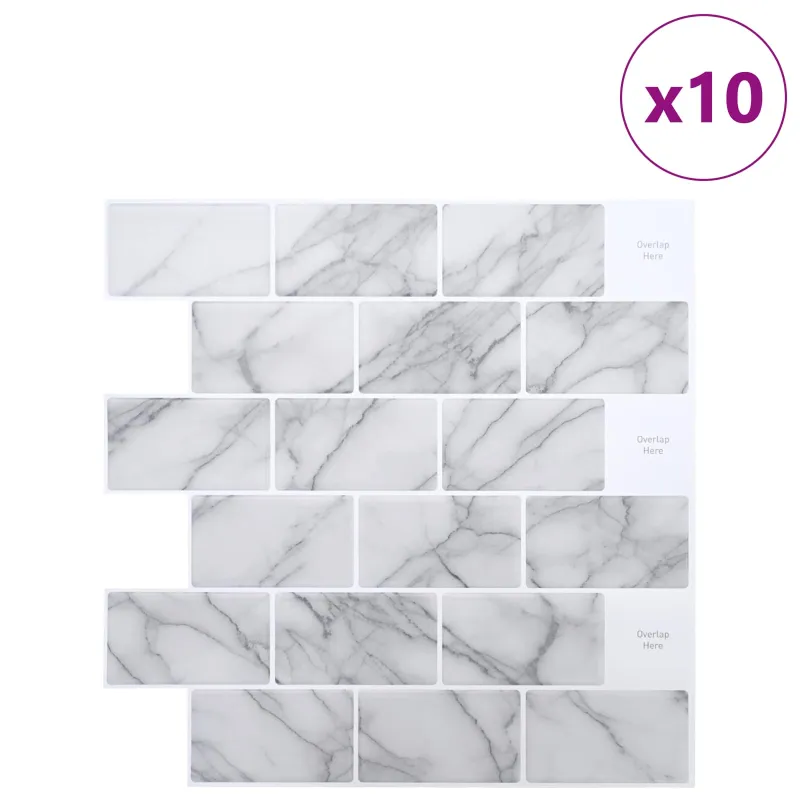 Metro plytelė 10 pcs Balti marmuro 30 x 30 cm