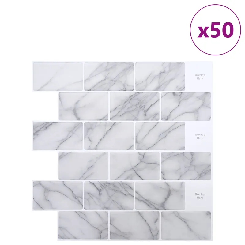 Metro plytelė 50 pcs Balti marmuro 30 x 30 cm