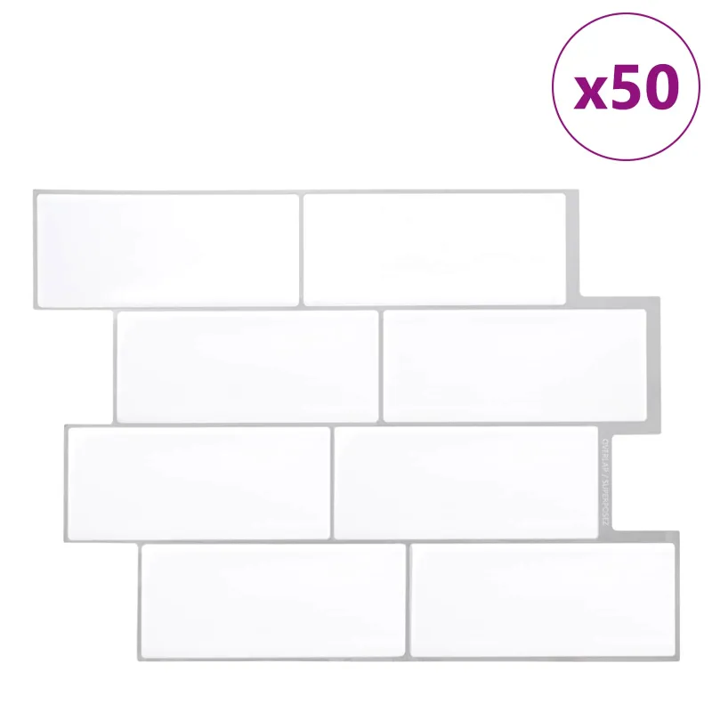 Metro plytelė 20 pcs Balta pilka 29 x 21 cm Poliuretanas ir PET