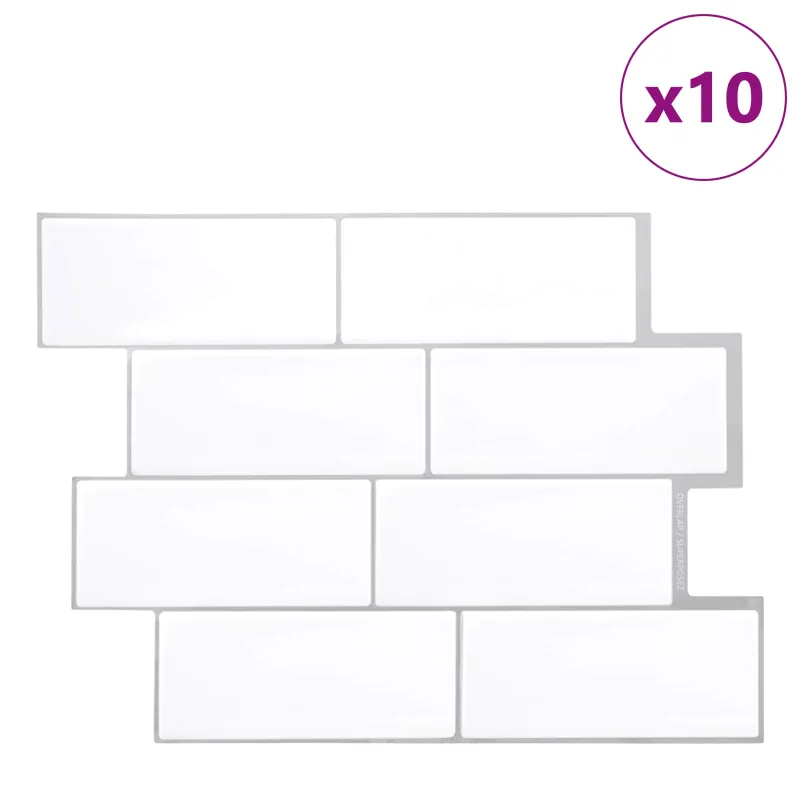 Metro plytelė 50 pcs Balta pilka 29 x 21 cm Poliuretanas ir PET