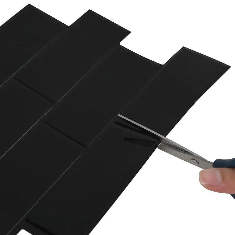 Metro plytelė 10 pcs Juoda 29 x 21 cm Poliuretanas ir PET