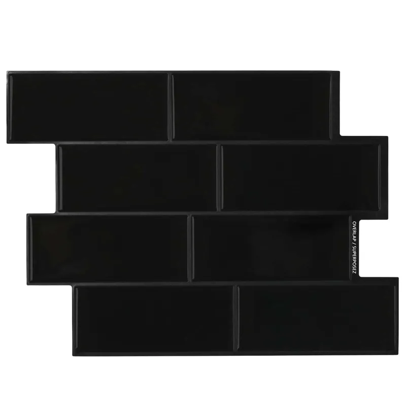 Metro plytelė 50 pcs Juoda 29 x 21 cm Poliuretanas ir PET