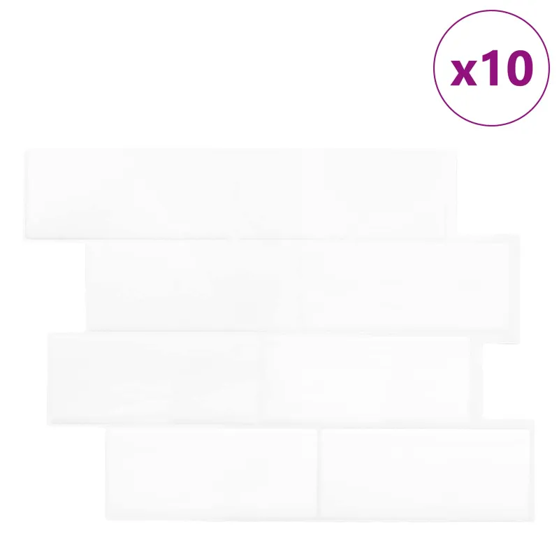 Metro plytelė 10 pcs Balta 29 x 21 cm Poliuretanas ir PET