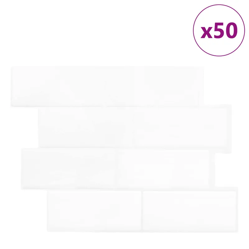 Metro plytelė 50 pcs Balta 29 x 21 cm Poliuretanas ir PET