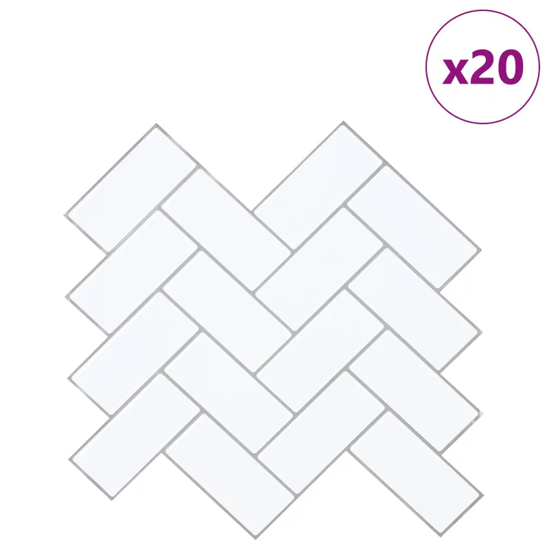 Žuvies kaulo plytelė 20 pcs Balta pilka 30 x 30 cm