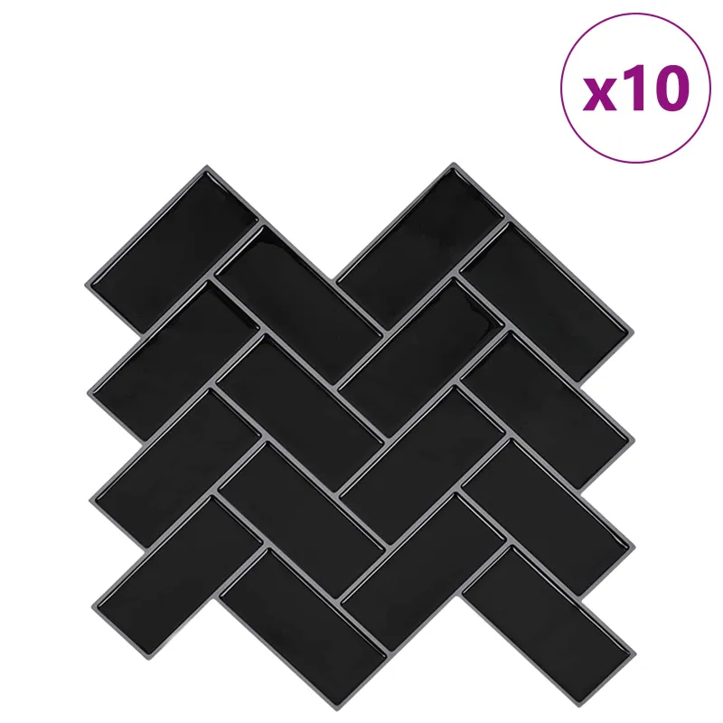 Žuvies kaulo plytelė 10 pcs Juoda 30 x 30 cm