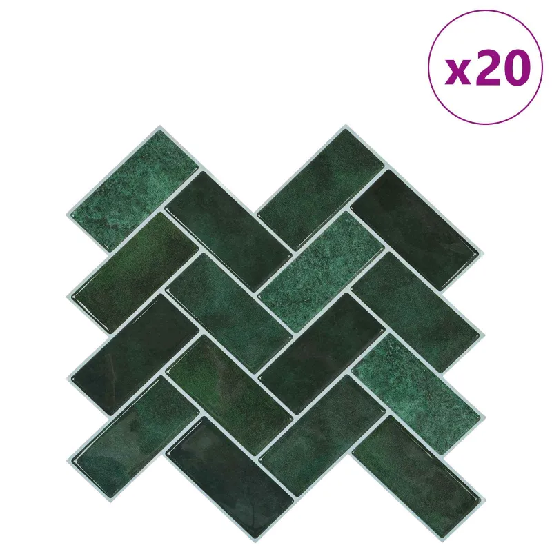 Žuvies kaulo plytelė 20 pcs Tamsiai žalia 30 x 30 cm