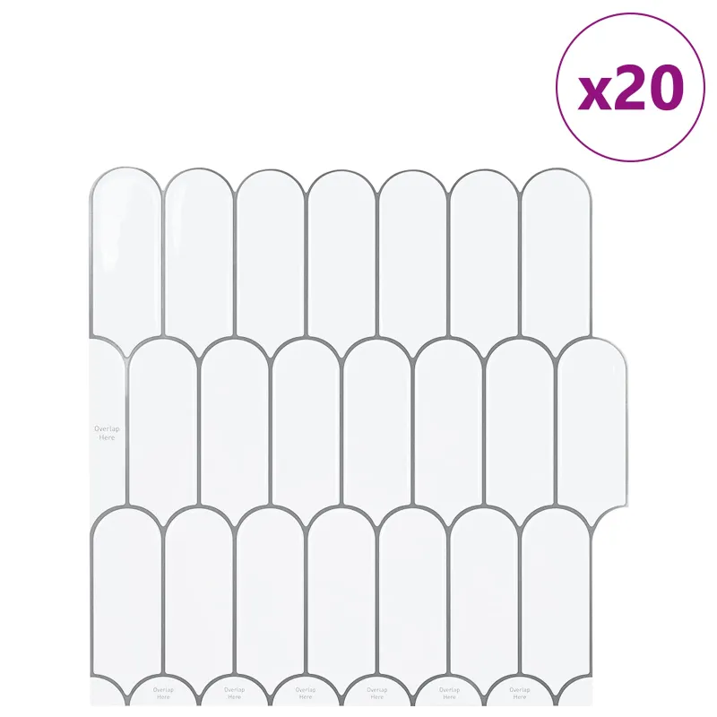 Pūkuota plytelė 20 pcs Balta pilka 30 x 30 cm