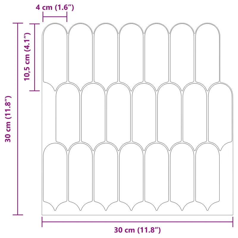 Pūkuota plytelė 50 pcs Balta pilka 30 x 30 cm