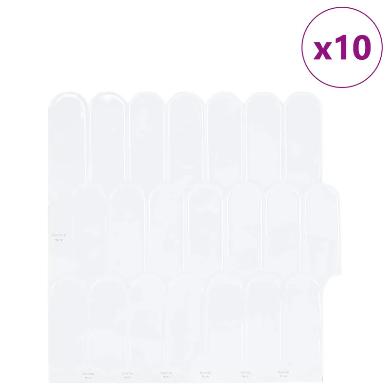 Pūkuota plytelė 10 pcs Balta 30 x 30 cm Poliuretanas ir PET
