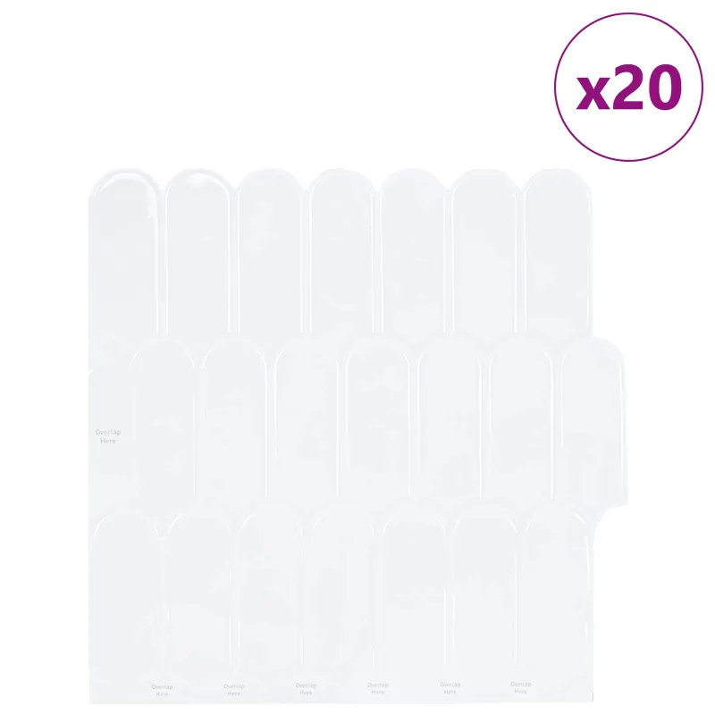 Pūkuota plytelė 20 pcs Balta 30 x 30 cm Poliuretanas ir PET
