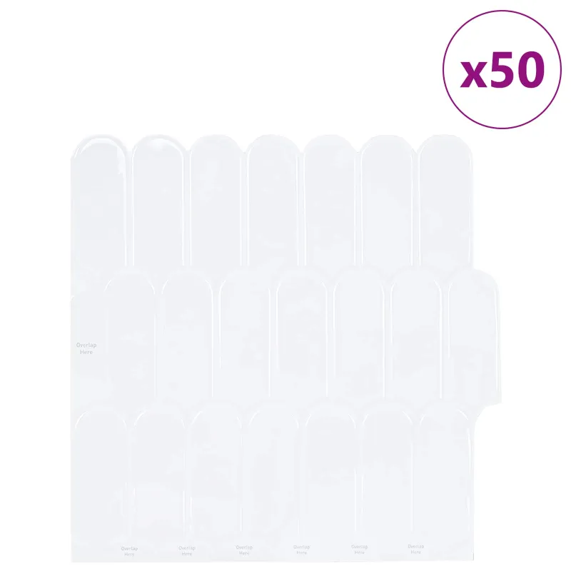 Pūkuota plytelė 50 pcs Balta 30 x 30 cm Poliuretanas ir PET