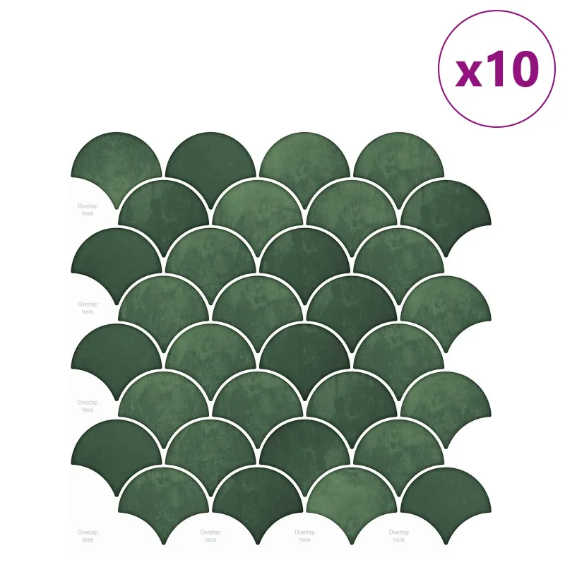 Žuvies žvynų plytelė 10 pcs Tamsiai žalia 30 x 30 cm