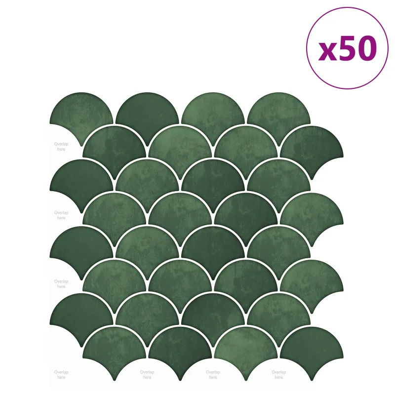 Žuvies žvynų plytelė 50 pcs Tamsiai žalia 30 x 30 cm