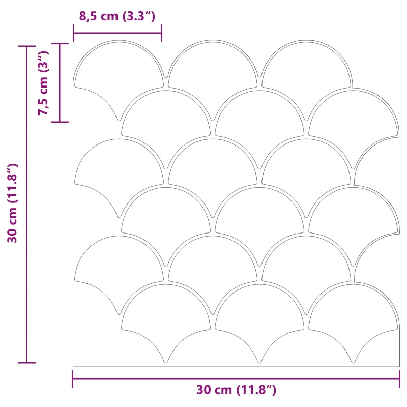 Žuvies žvynų plytelė 50 pcs Tamsiai žalia 30 x 30 cm