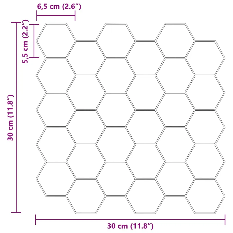 Heksagoninė plytelė 20 pcs Balta pilka 30 x 30 cm