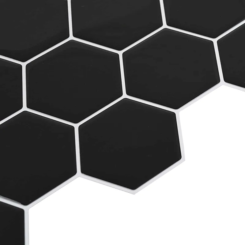 Heksagoninė plytelė 20 pcs Juoda 30 x 30 cm Poliuretanas ir PET