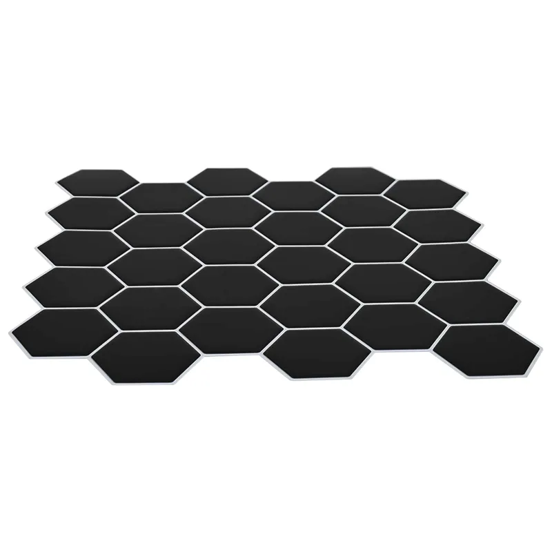 Heksagoninė plytelė 50 pcs Juoda 30 x 30 cm Poliuretanas ir PET