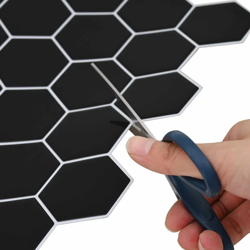 Heksagoninė plytelė 50 pcs Juoda 30 x 30 cm Poliuretanas ir PET
