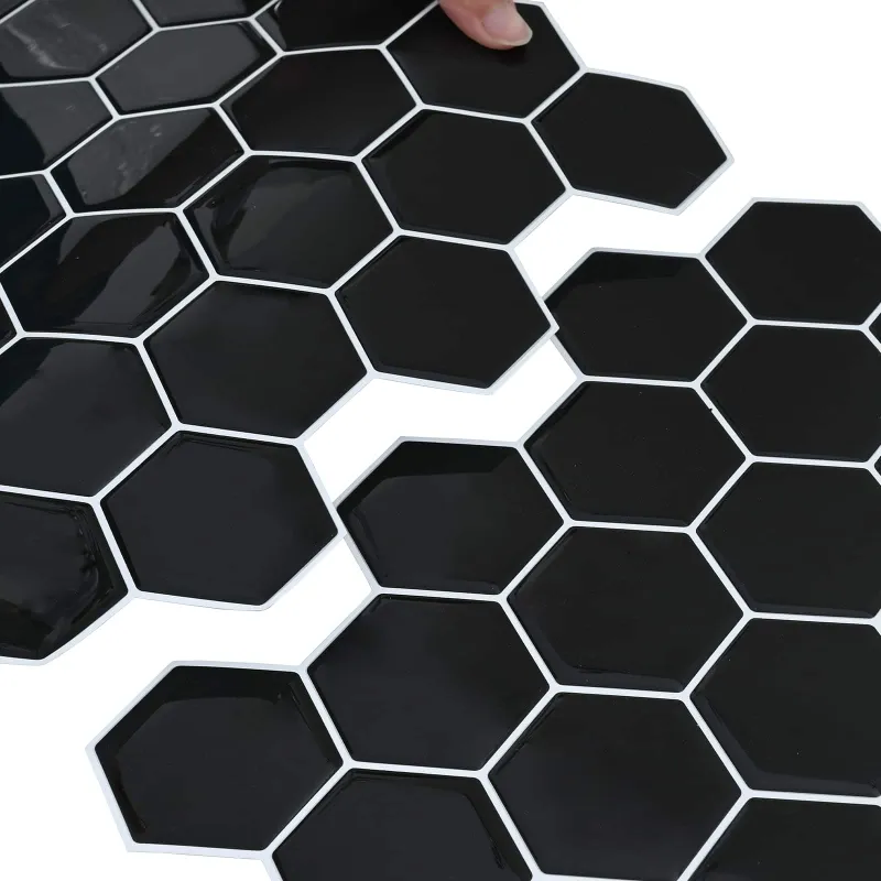Heksagoninė plytelė 50 pcs Juoda 30 x 30 cm Poliuretanas ir PET