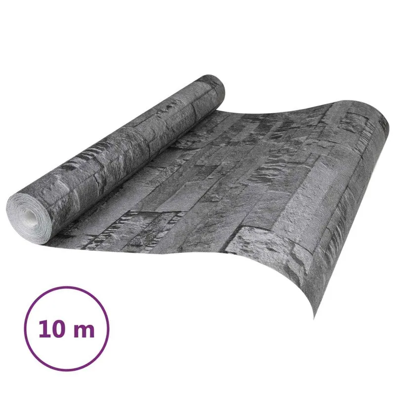 3D akmens tapetai Juoda 10 x 0,53 m Nekvėpuojantis audinys